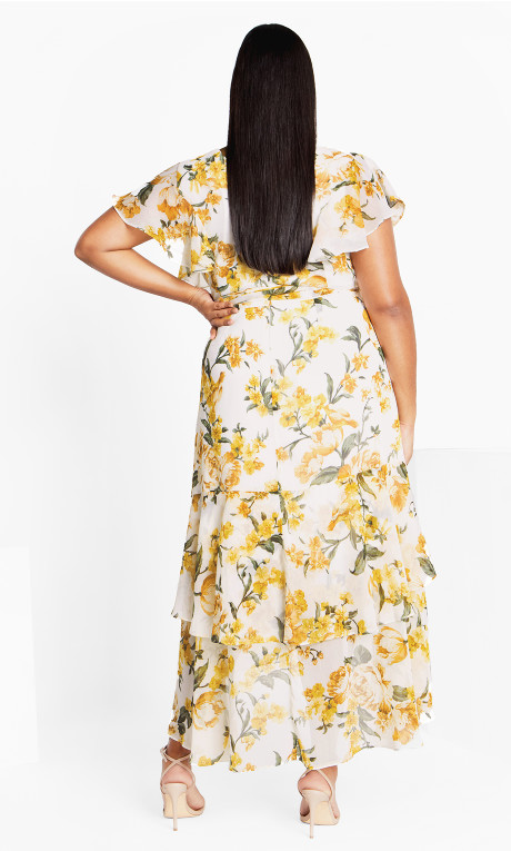 Vestido en capas y estampado Petal