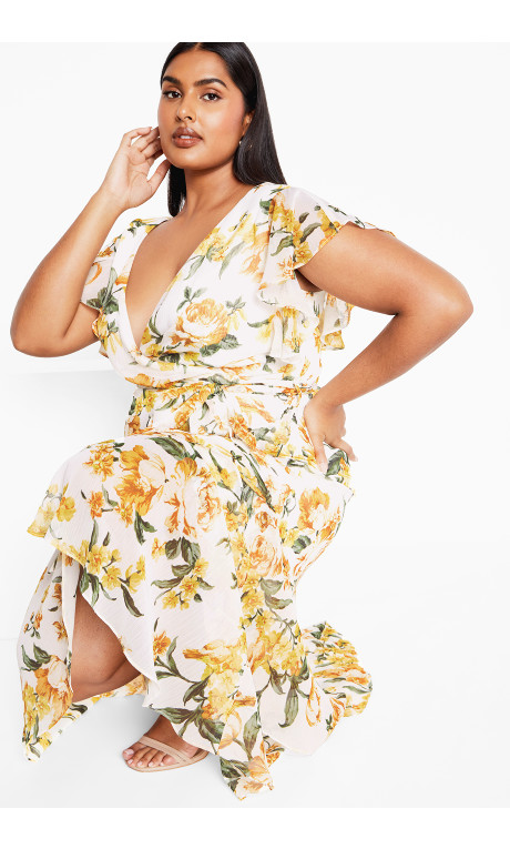 Vestido en capas y estampado Petal