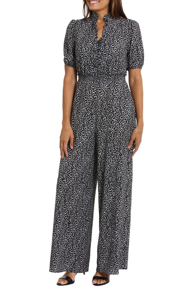 Jumpsuit cruzado con vuelo y fajín Amira