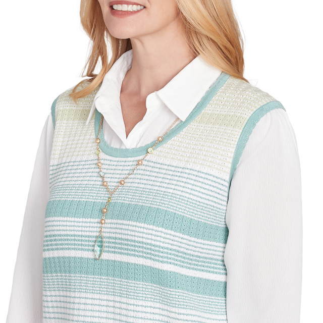 Chaleco dos en uno a rayas con collar