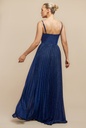 Vestido plisado de escote Bardot