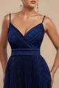Vestido plisado de escote Bardot