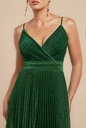 Vestido plisado de escote Bardot