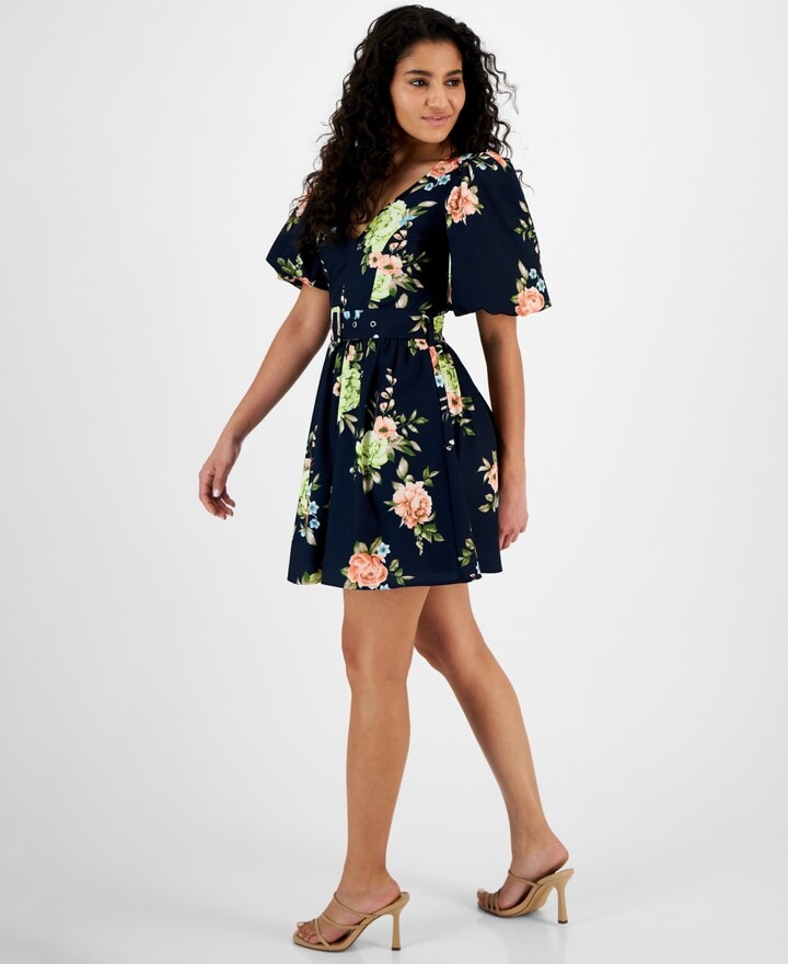 Vestido floral de manga 3/4