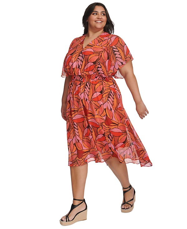 Vestido midi estampado con mangas