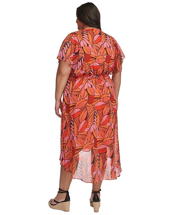 Vestido midi estampado con mangas