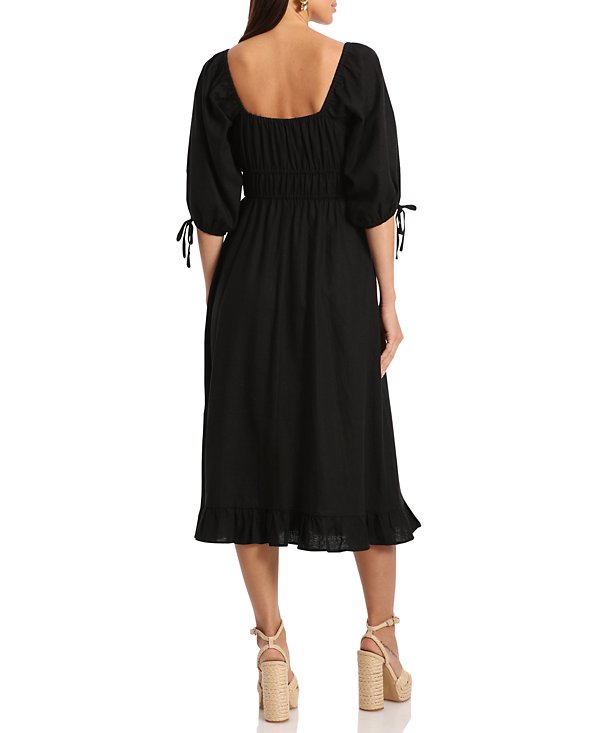 Vestido midi de hombros descubiertos