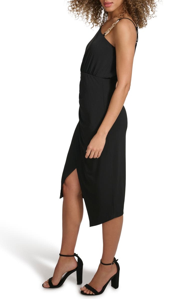 Vestido midi de escote asimètrico