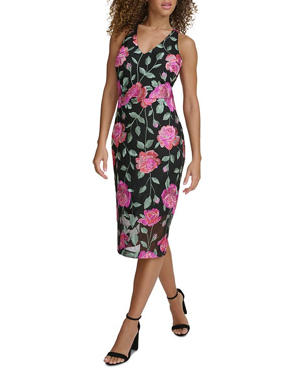 Vestido tubo de malla floral