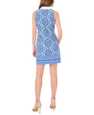 Vestido recto con cuello estampado