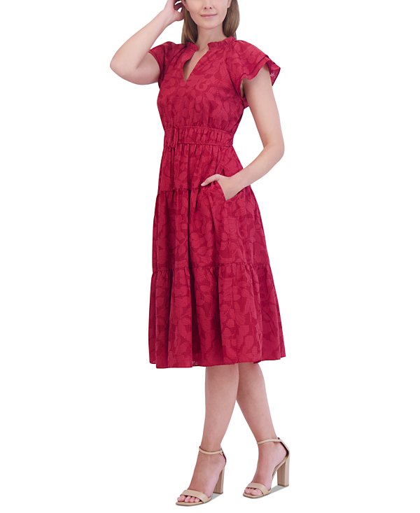 Vestido recto con cuello estampado