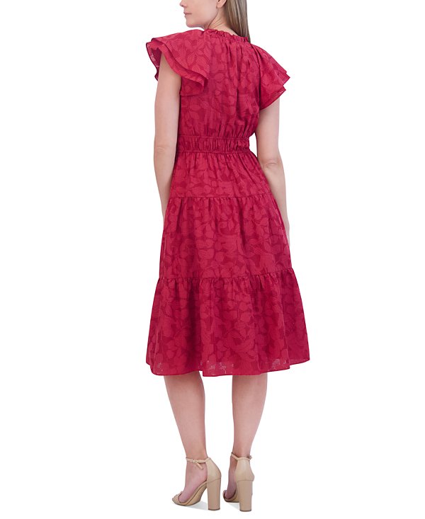 Vestido acampanado de estampado tropical