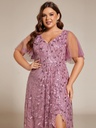 Vestido con abertura y encaje floral