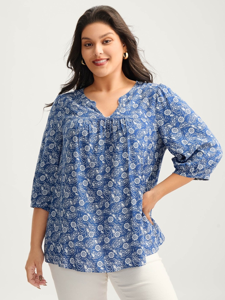 Blusa floral de manga corta
