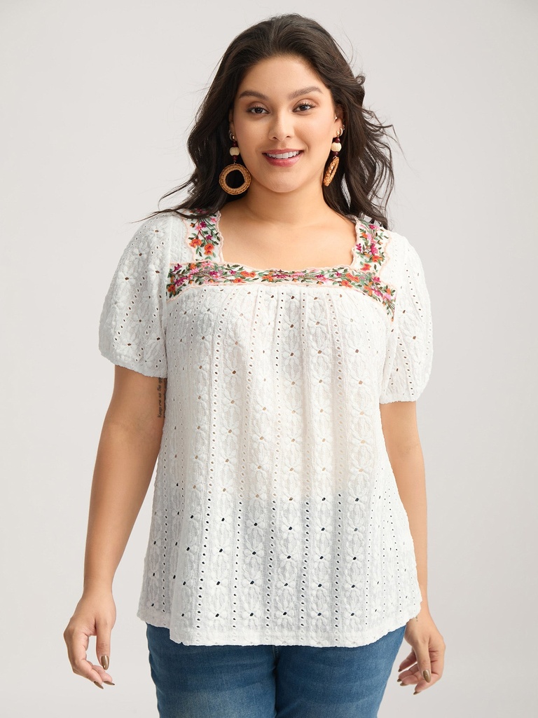 Blusa lisa con mangas de malla Polka