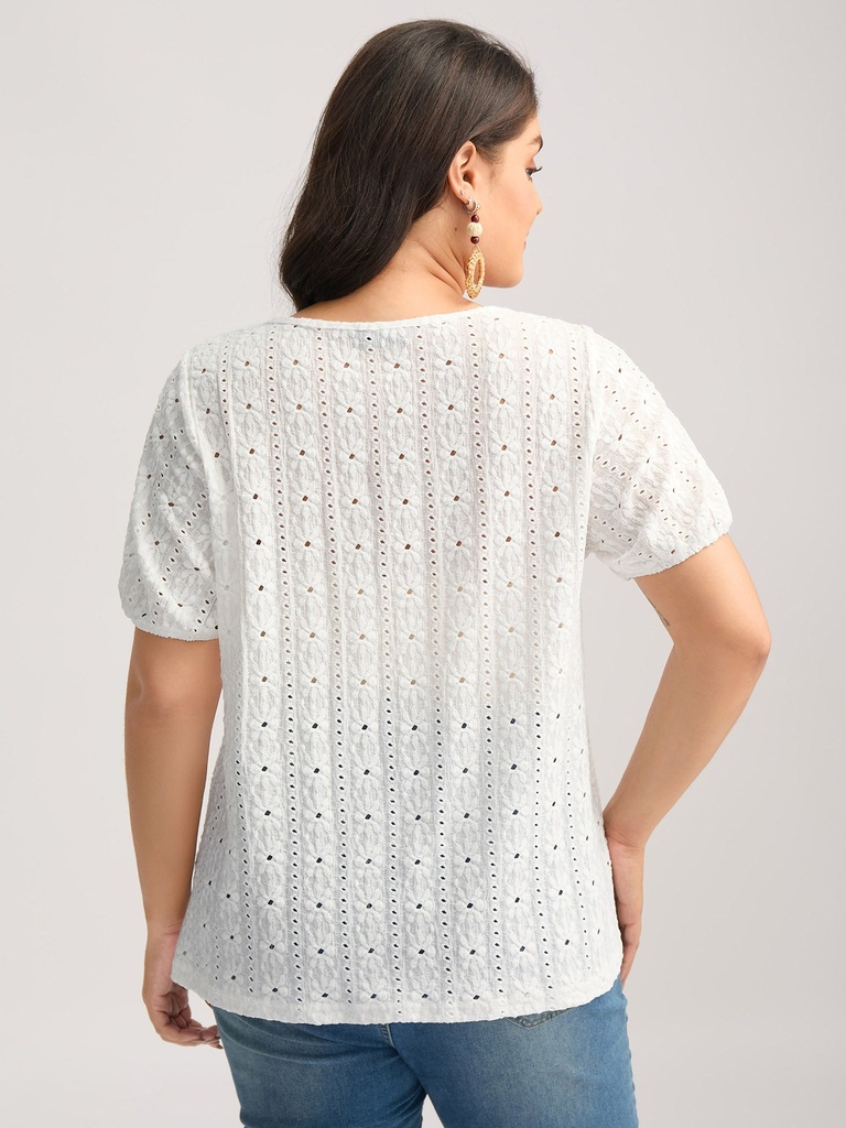 Blusa lisa con mangas de malla Polka
