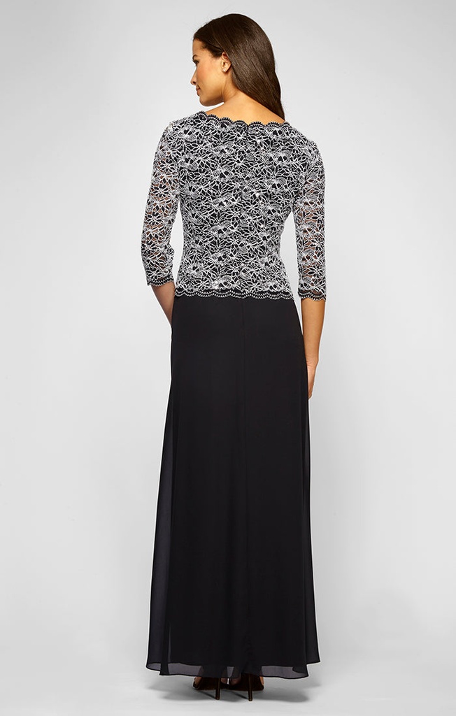 Vestido formal de encaje en linea A, blue sky