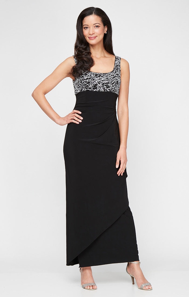 Vestido formal de encaje en linea A, blue sky