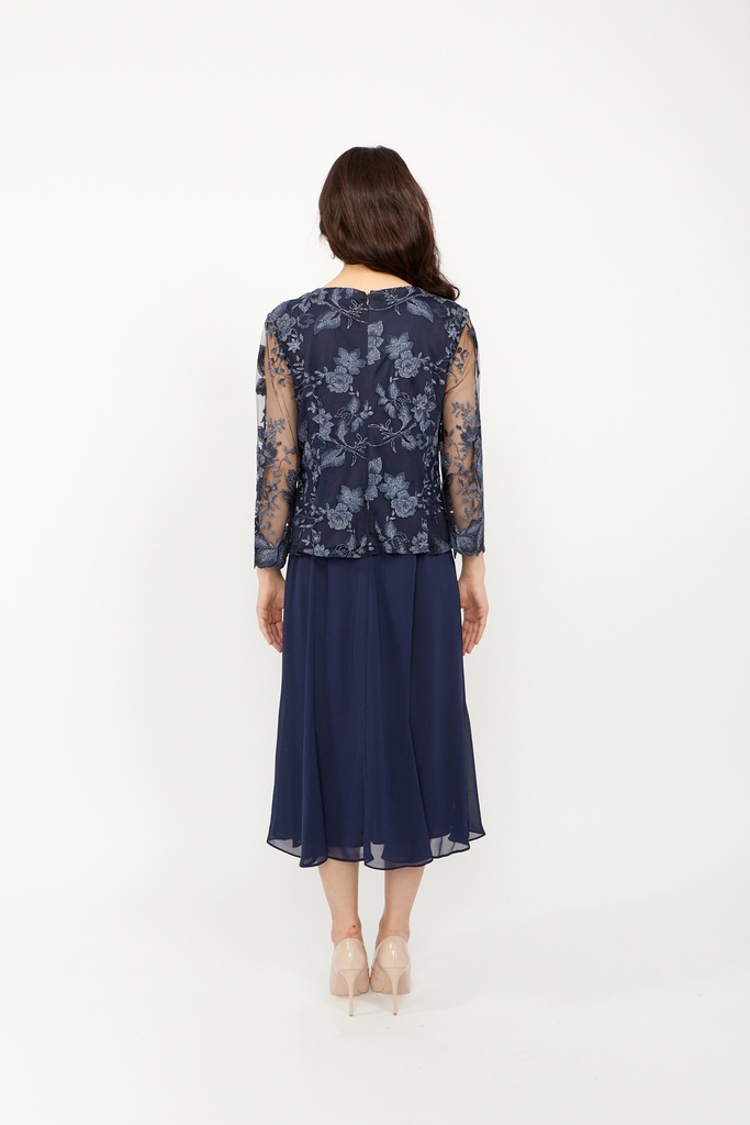 Vestido de jersey con adornos florales
