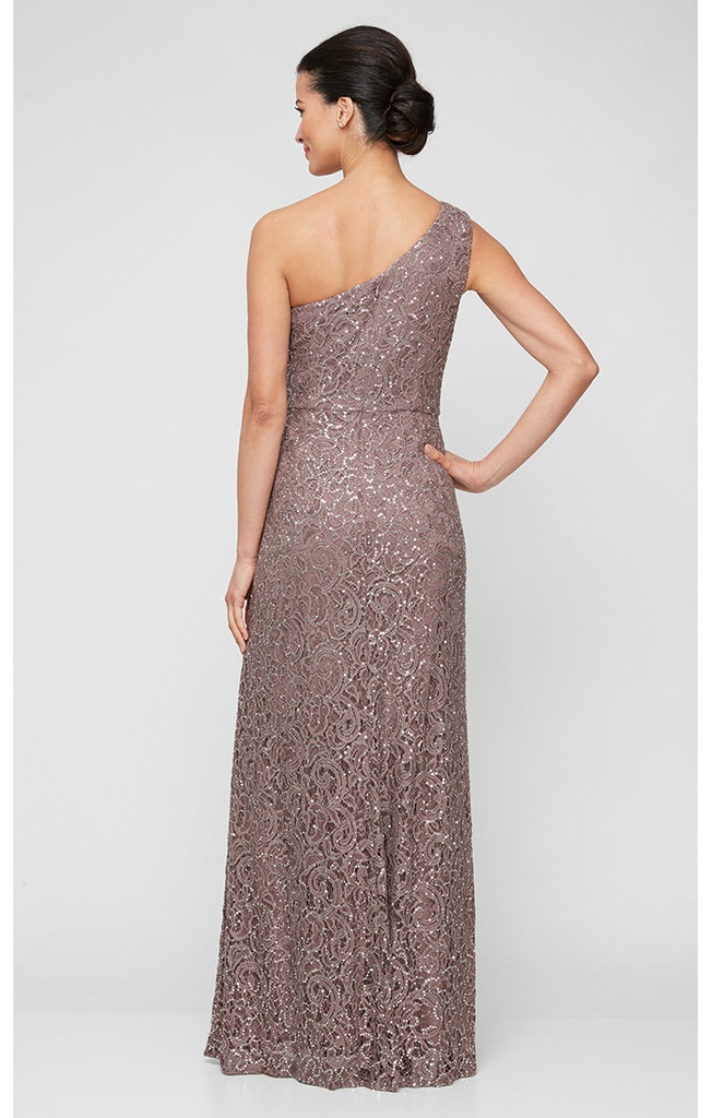 Vestido formal de encaje en linea A, blue sky