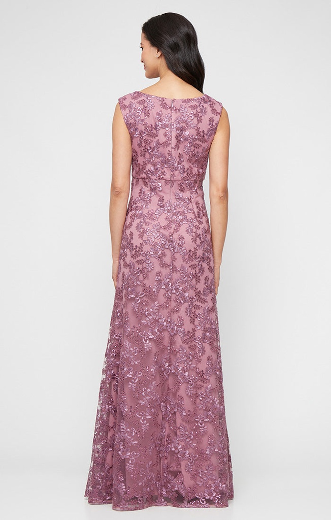 Vestido formal de encaje en linea A, blue sky