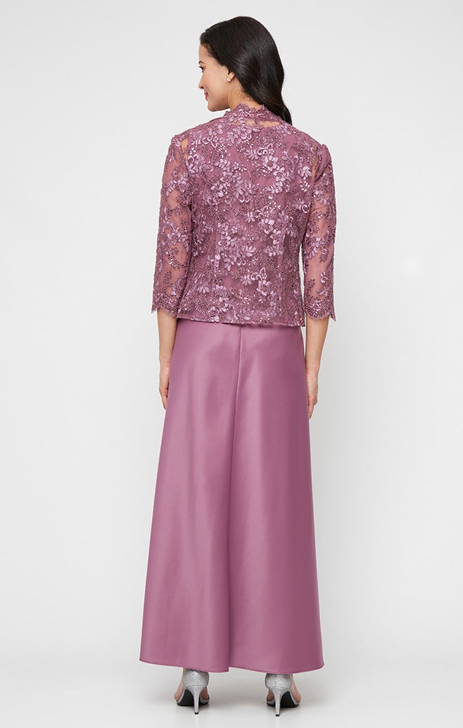 Vestido largo con chaqueta de encaje