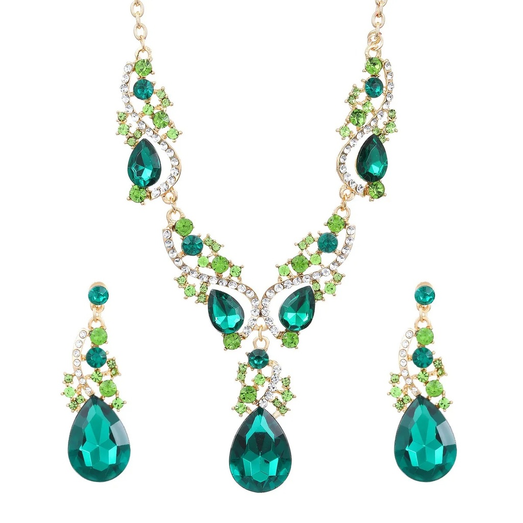 Juego de collar con aretes Esmeralda