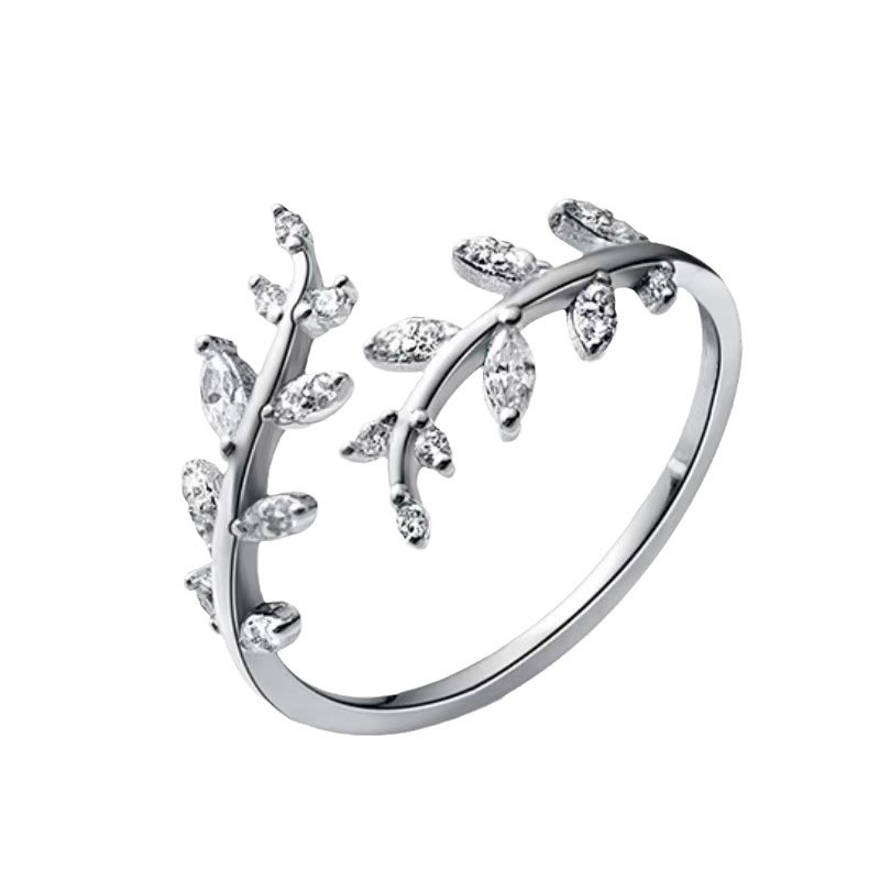 Anillo abierto con fila de hojas