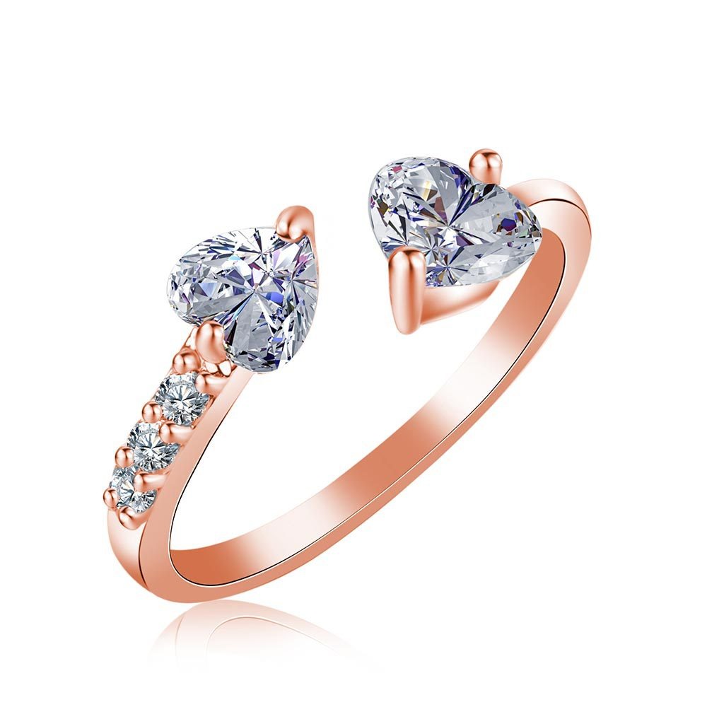 Anillo ajustable con diamantes corazón