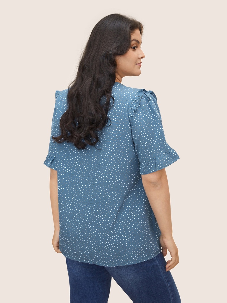 Blusa con cuello en V de lunares