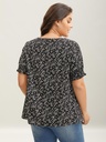 Blusa floral con escote elástico