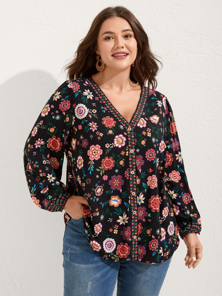 Blusa floral con hombros descubiertos