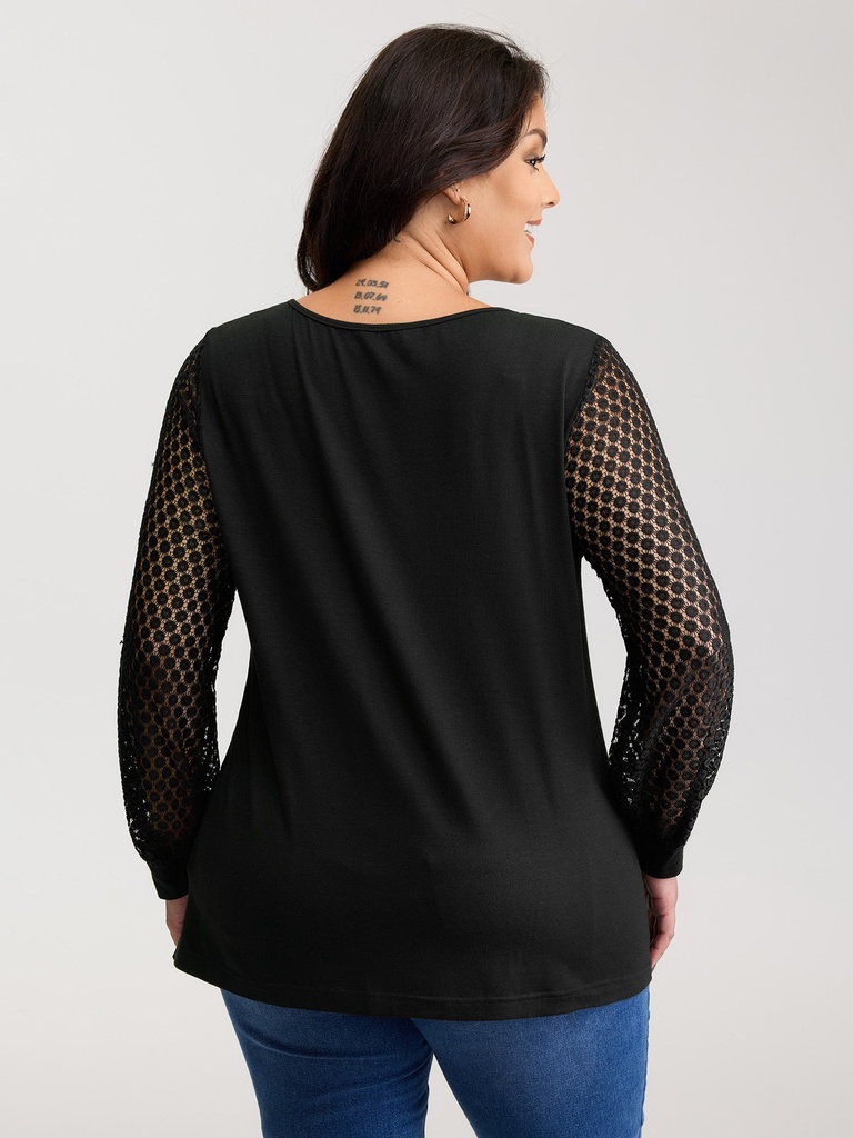 Blusa con mangas de encaje 