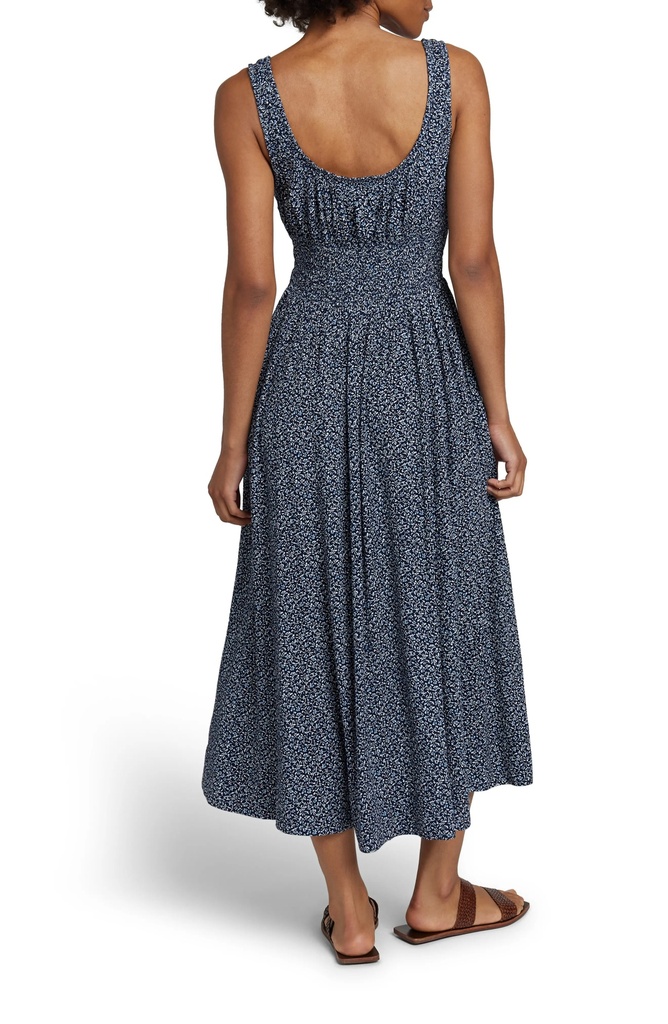 Maxi vestido floral de algodón con mangas