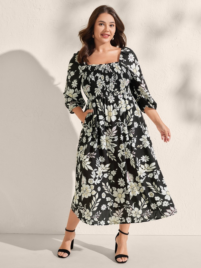 Vestido midi de estampado floral