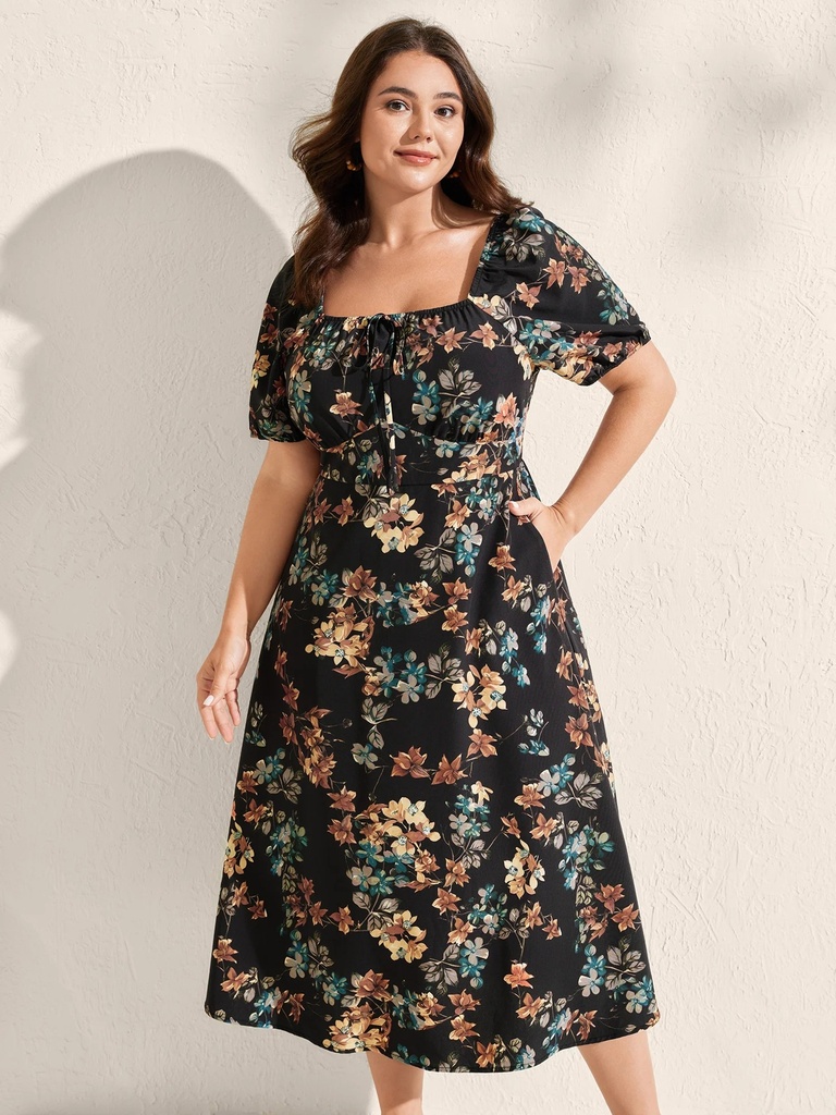 Vestido midi de estampado floral