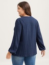 Blusa lisa con cuello en V plisado