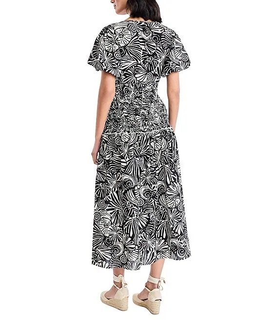 Vestido maxi floral de mangas abullonadas