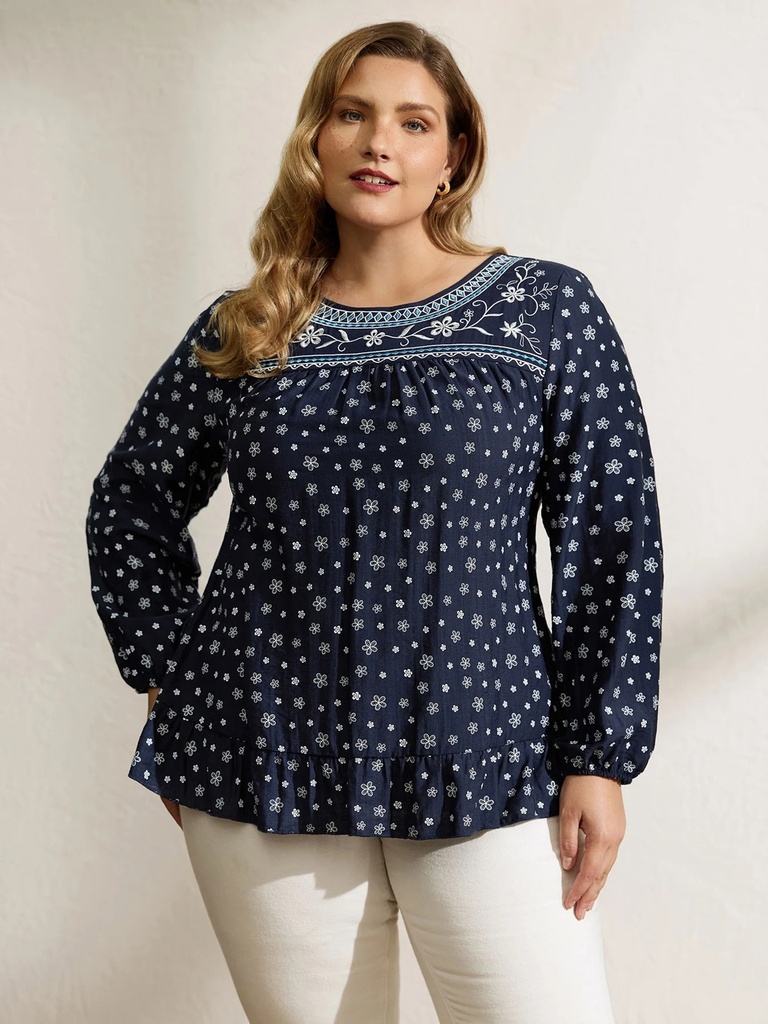 Blusa con borlas y estampado Bohemio