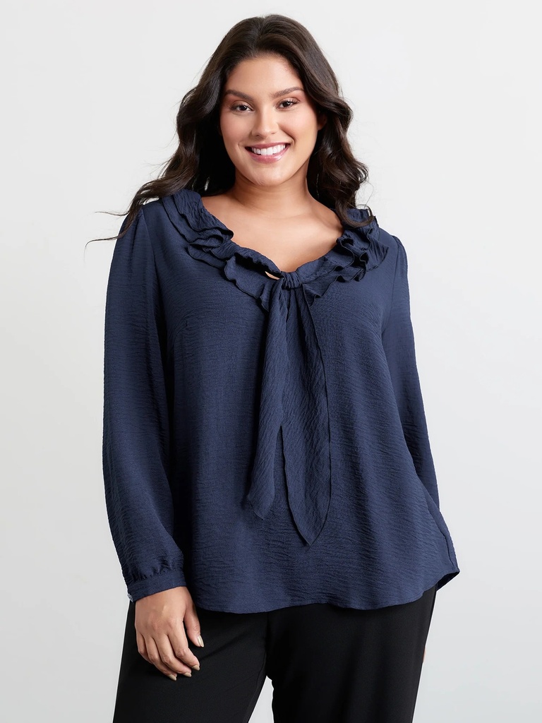 Blusa con volantes en el escote