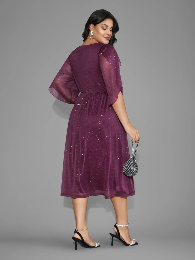 Vestido brillante de manga de pétalos (copia)