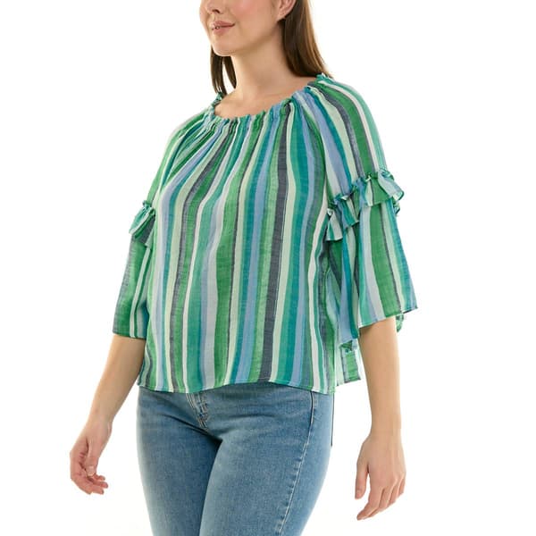 Blusa con volantes y rayas