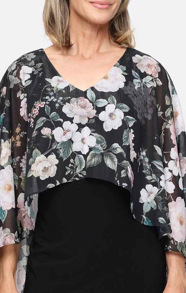 Vestido con capa de chiffón