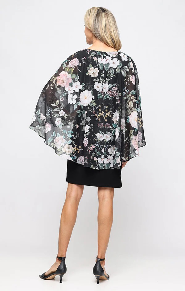 Vestido con capa de chiffón