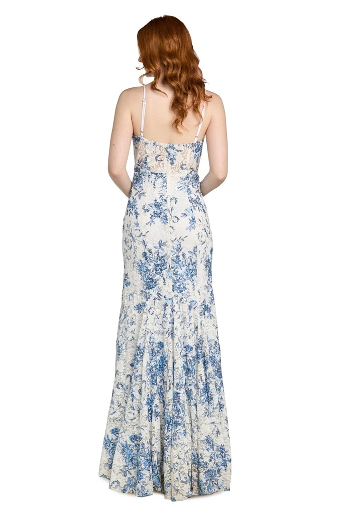 Vestido con escote en V y encaje floral