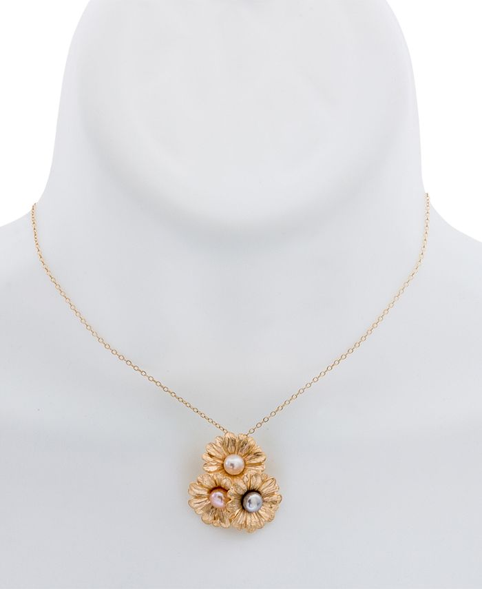 Collar con colgante "con margaritas de perlas cultivadas