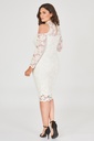 Vestido midi de encaje con cuello alto