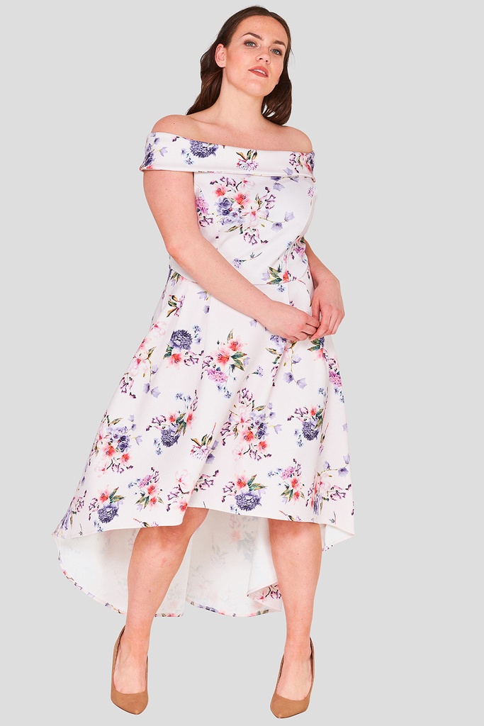 Vestido de coctel floral alto-bajo
