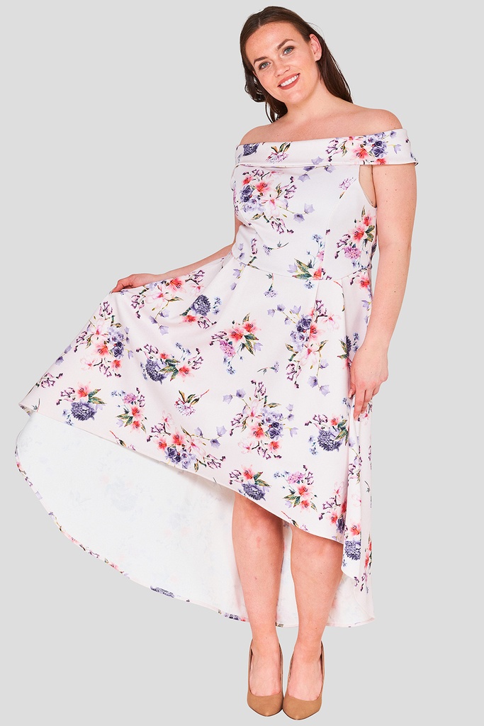Vestido de coctel floral alto-bajo