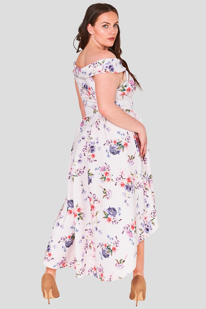Vestido de coctel floral alto-bajo